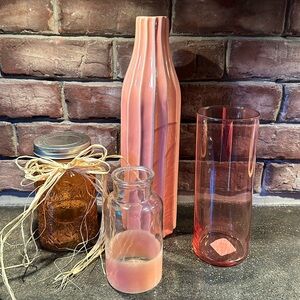 Peach/coral colored spring time jars/vases